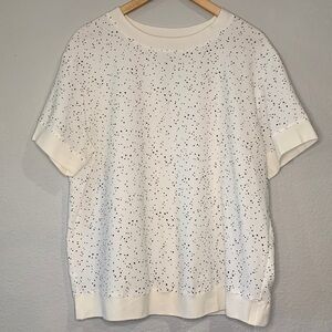 Rachel Zoe speckled crew neck relaxed fit top L